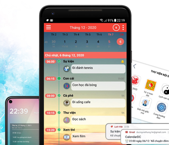 Smart calendar app with many useful widgets on home screen running on android